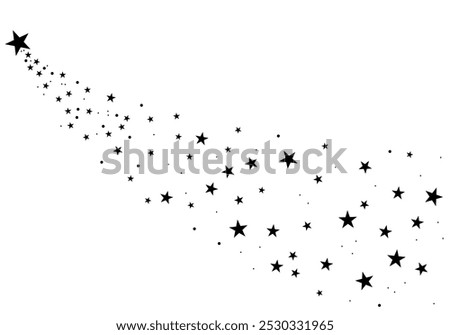 Stars on a white background for your design. Black star shooting with an elegant star. Meteoroid, comet, asteroid, stars sign, symbol, icon