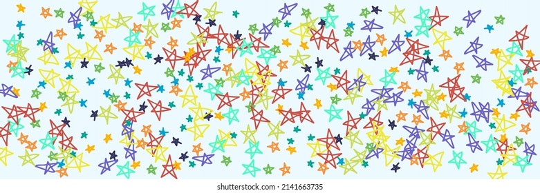 Stars Orange Vivid Neon Purple White Naive Picture. Green Chaotic Grey Childish Bright Kids Blue Handdrawn Stars. Pink Naive Violet Yellow Mint Red Turquoise Vibrant Background.