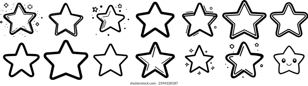 Stars Outline Doodle Icon Pack