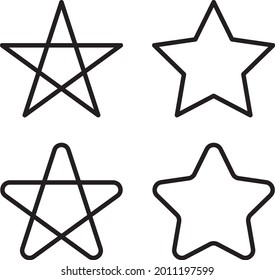 Stars Outline Set - Simple line art vector illustration of a star suitable for children education, children book, coloring book, design assets, and illustration in general