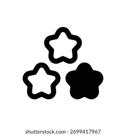 Stars. Outlined stroke vector icon with black-filled details.