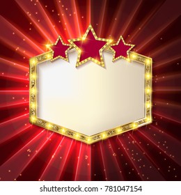 Stars over copyspace. Frame cinema. Vector illustration