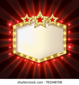 Stars over copyspace. Frame cinema. Vector illustration