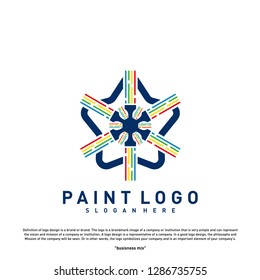Stars Paint Logo Design Concept Vector. Colorful Stars Logo Vector Template