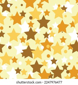 stars pattern , baby stars pattern with soft yellow background, brown and orange and yellow and white stars pattern