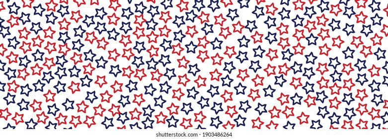 Sternmuster, Hintergrund. Rote und blaue Sterne Muster Design. Webdesign-Vorlage für Sternmuster rot und blau. Eps-Vektorgrafik in den Flaggenfarben der USA