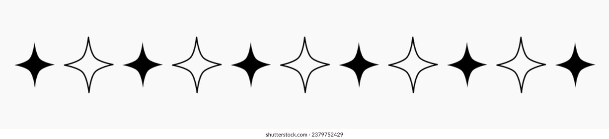 Stars pattern border divider. Night sky stars. Vector illustration.