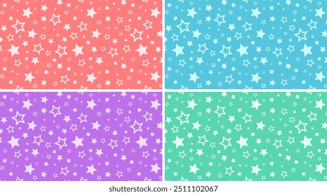 Stars Pattern Colorful Background Set