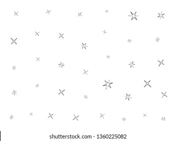Stars pattern. Cosmos, space, univrse black and white sketch. Stars cute doodle baby elements. Childish background. Hand drown stars design elements for kids Vector illustration