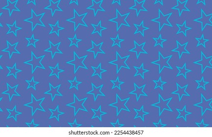 Patrón de estrellas Línea de patrón Geométrico sin soldadura Vector Ilustración Fondo azul. Textura abstracta con estrellas dispersas. Estrella. Moda de la muestra textil Diseño de tela Pastel Azul claro. Para ropa de envolver
