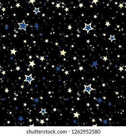 Stars pattern on 
Black background. Seamless pattern.Vector