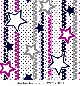 Stars pattern on polka-dot background for textile (From my Geometric patterns set collection)