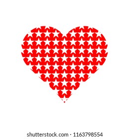 Stars pattern in red heart sign vector.
