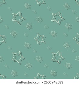 Stars pattern, white contour stars on blue background.