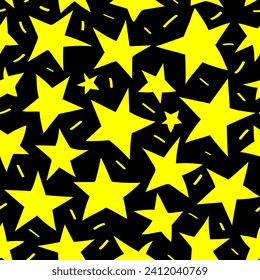 Stars pattern yellow color on black background