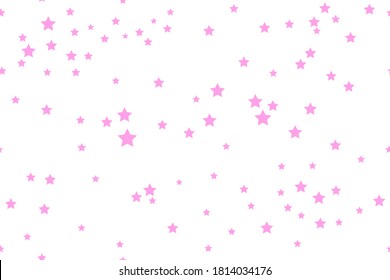 The stars are pink on a gently white background. Seamless vector pattern