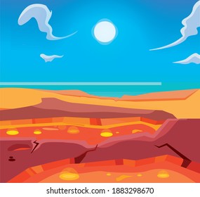 Stars of a planet and galaxy in a free space. meteor, meteorite, fire on dark blue orange background.