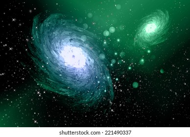 Stars of a planet and galaxy in a free space 