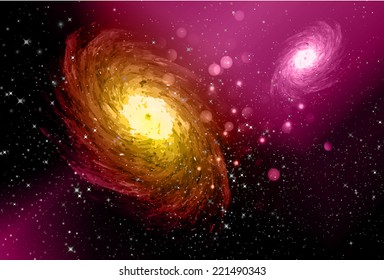 Stars of a planet and galaxy in a free space 
