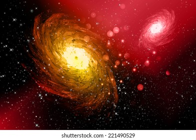 Stars of a planet and galaxy in a free space 
