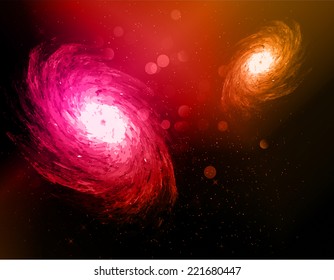 Stars of a planet and galaxy in a free space.
