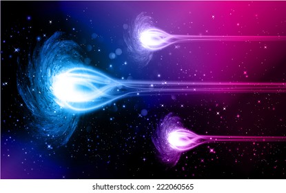 Stars of a planet and galaxy in a free space. meteor, meteorite 