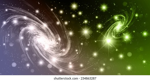 Stars of a planet and galaxy in a free space.