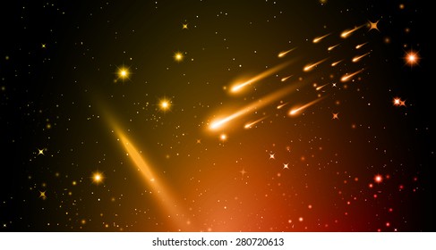 Stars of a planet and galaxy in a free space. meteor, meteorite. blue background.