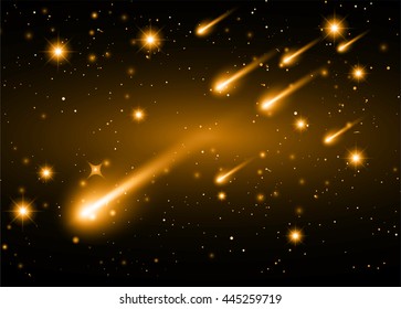 Stars of a planet and galaxy in a free space. meteor, meteorite. galaxy background. Milky Way