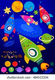 stars and planets, in space 