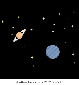 Stars and planets. Space background, vector illustration