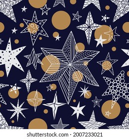 Stars and polka dots. Seamless vector pattern. Seamless pattern can be used for wallpaper, pattern fills, web page background, surface textures.