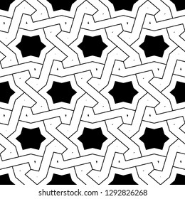 Stars, polygons backdrop. Ethnic ornament. Star, polygonal shapes background. Folk motif. Mosaics wallpaper. Digital paper, abstract. Seamless pattern. Vector.