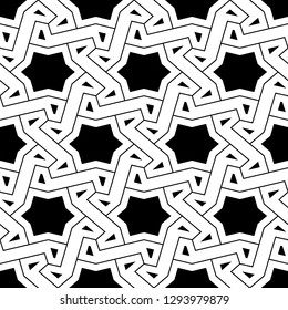 Stars, polygons ornament. Ethnic backdrop. Star, polygonal shapes background. Folk motif. Mosaics wallpaper. Digital paper, abstract. Seamless pattern. Vector.