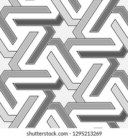 Stars, polygons ornament. Star, hexagonal shapes wallpaper. Ethnic backdrop. Folk background. Mosaics motif. Digital paper, abstract. Seamless pattern. Vector