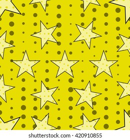 Stars in pop art style, seamless pattern. Vector.