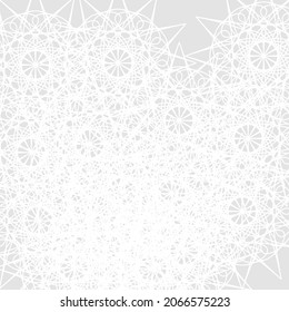 Stars Print Monochrome White Mystery Soft Lace Silver Background. Grey Calm Ornamental Light Ice Winter Frost Folk Ornament. Satanic Cold Complicated Mandala Sharp Chaotic Pastel Luxury Illustration.