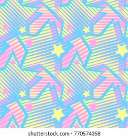 Stars print, seamless hand craft expressive ink  pattern.Funky painted style texture, trendy poster with different doodles for textile,wrapping, decoration  