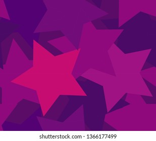 Stars purple background vector. Seamless vector pattern.