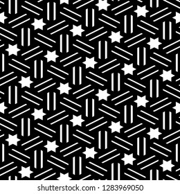 Stars, quadrangles pattern.Seamless image. Ethnic ornament. Embroidery background. Tribal wallpaper. Folk backdrop. Tribe motif. Digital paper, web design, textile print. Ancient mosaic. Vector.