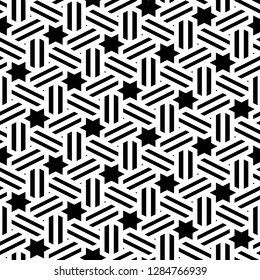 Stars, quadrangles, triangles pattern. Ancient mosaic. Embroidery background. Tribal wallpaper. Folk backdrop. Seamless image. Ethnic ornament. Tribe motif. Digital paper, web design, textile print