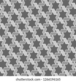 Stars, quadrangles, triangles pattern. Ethnic ornament. Seamless image. Ancient mosaic. Embroidery background. Tribal wallpaper. Folk backdrop. Tribe motif. Digital paper, web design, textile print