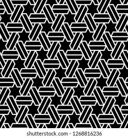 Stars, quadrangles, triangles pattern. Ethnic ornament. Seamless image. Ancient mosaic. Embroidery background. Tribal wallpaper. Folk backdrop. Tribe motif. Digital paper, web design, textile print