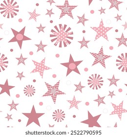 Stars quilting, Pink, whites,Beige colours ,pastels ,seamless pattern ,prints background