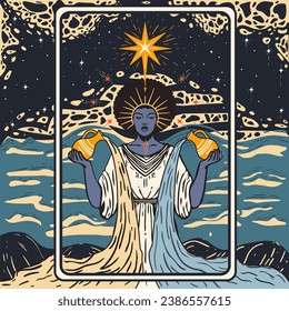 The Star's Radiance: Tarot Card Illustration