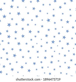 The stars ragless, seamless background. A cute monochrome blue pattern.