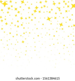 Stars raining. Vector background confetti texture. Falling gold satrs.