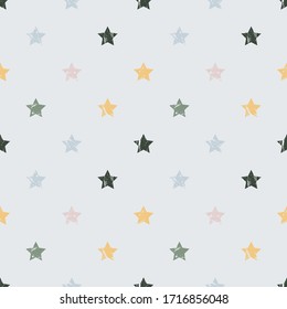 Stars are rare on a light blue background. Aged design. Seamless background.