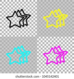 stars rate icon. Colored set of cmyk icons on transparent background