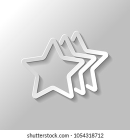 stars rate icon. Paper style with shadow on gray background